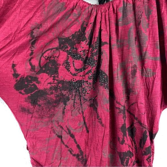 Miss Royal T Womens Floral Print Round Neck Short Sleeve Tie Back Blouse Small - Picture 3 of 9